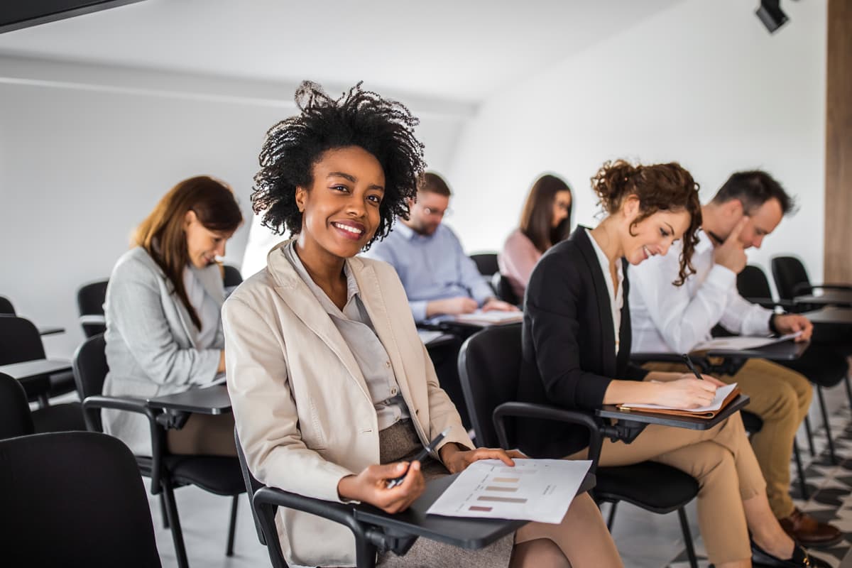 a young women excited to learn.